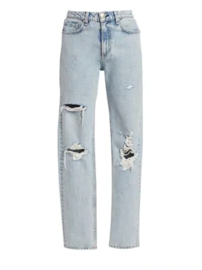 Rag & Bone High-rise Distressed Ankle Skinny Jeans In Madison With Hole