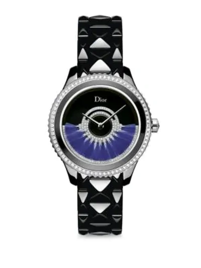 Dior Viii Grand Bal Limited-edition Diamond, Stainless Steel, Black Ceramic & Alligator Automatic Wa In Black-blue