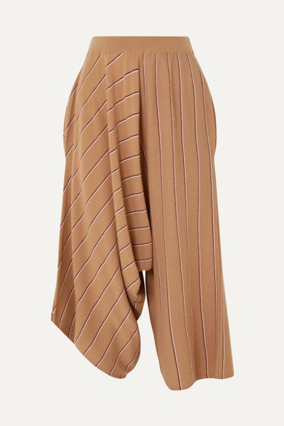 Stella Mccartney Wool Pinstripe Knit Asymmetric Pants In Copper