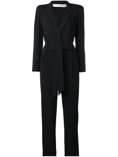 Iro Delicate Belted Wrap-effect Crepe Jumpsuit In Black