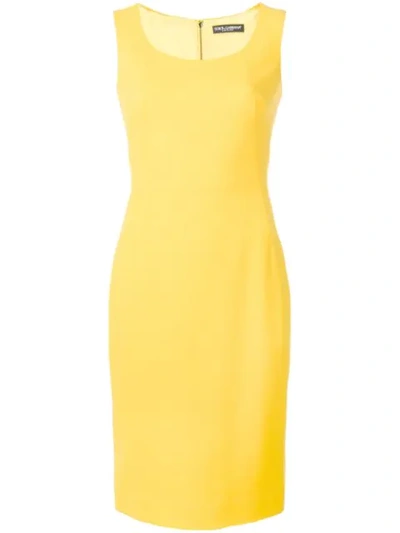 Dolce & Gabbana Sleeveless Scoopneck Stretch Cady Tubino Dress In Yellow