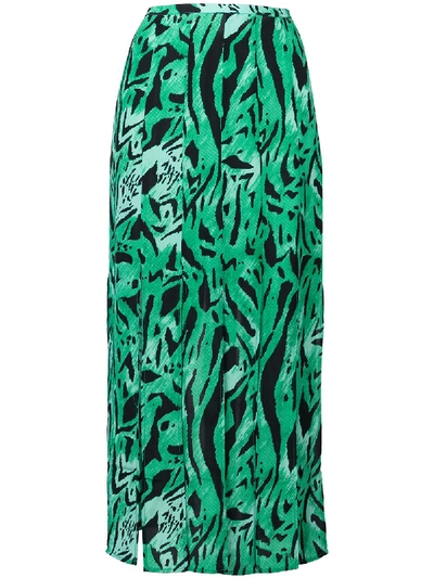 Rixo London Diana Tiger Print Fringe Silk Midi Skirt In Tiger Stripe