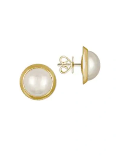 Majorica Mabe Faux-pearl Stud Earrings In Gold