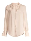 Joie Tariana Silk Covered Button Blouse In Rose Bud