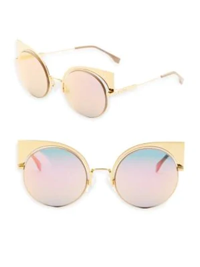 Fendi 53mm Mirrored Cat Eye Sunglasses In Pink Gold