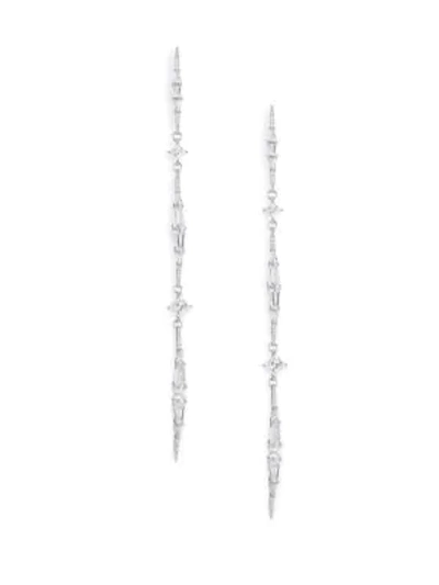 Adriana Orsini Linear Drop Earrings In Rhodium