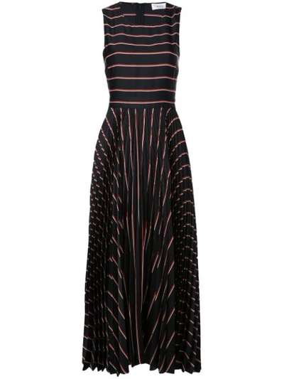 A.l.c Halle Striped Pleated Open-back Long Dress In Navy
