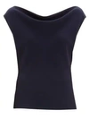 Theory Draped Bateau Neck Top In Black