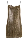 Alice And Olivia Harmony Chain Mail Silk Minidress In Gold