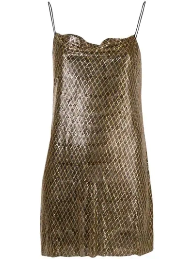 Alice And Olivia Harmony Chain Mail Silk Minidress In Gold