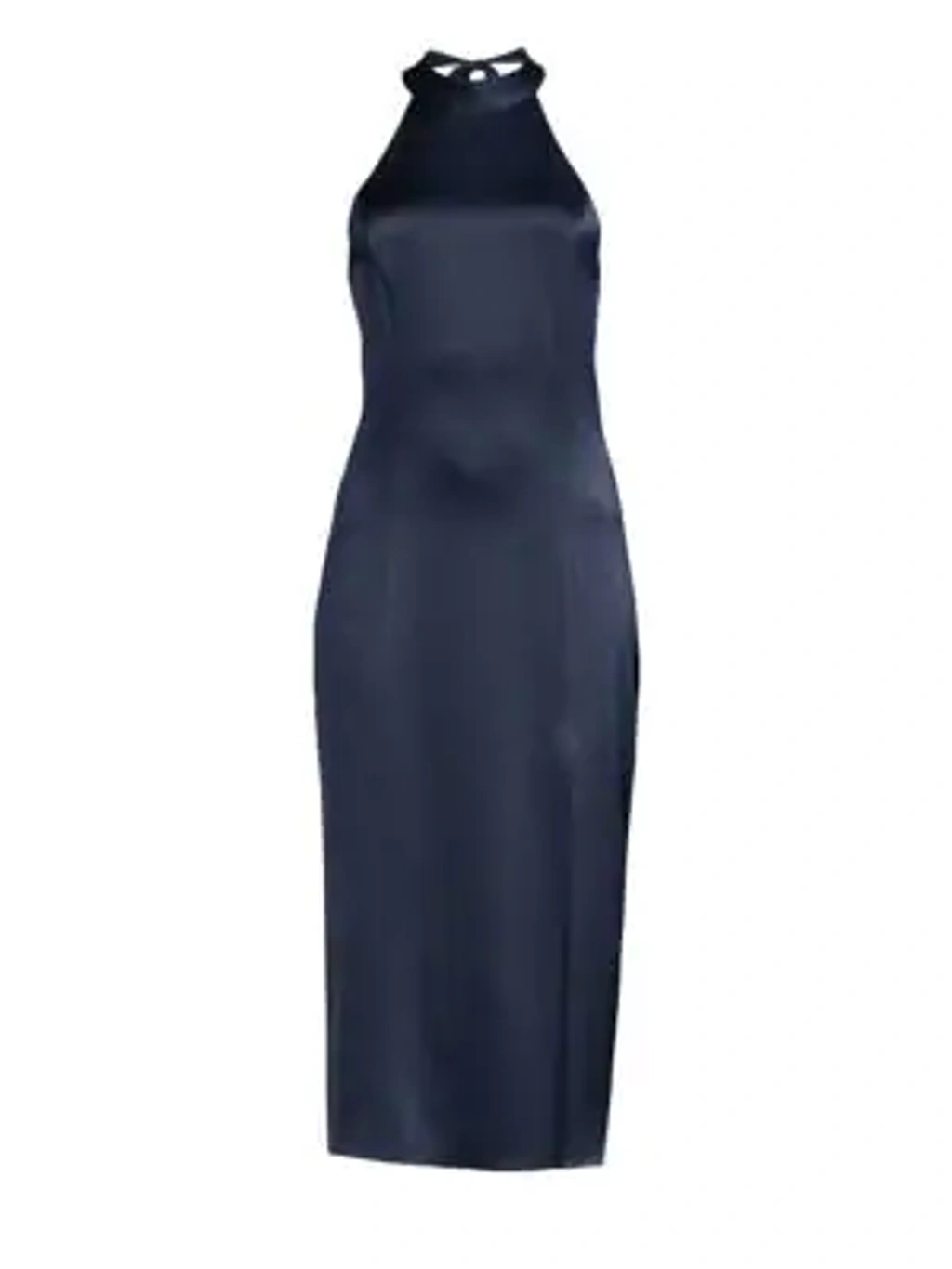 alice and olivia regina halter dress + Tieneck Satin In Navy Womens dresses
