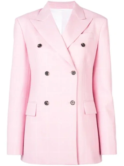 Calvin Klein 205w39nyc Checked Double-breasted Wool Blazer In Pink Mist White