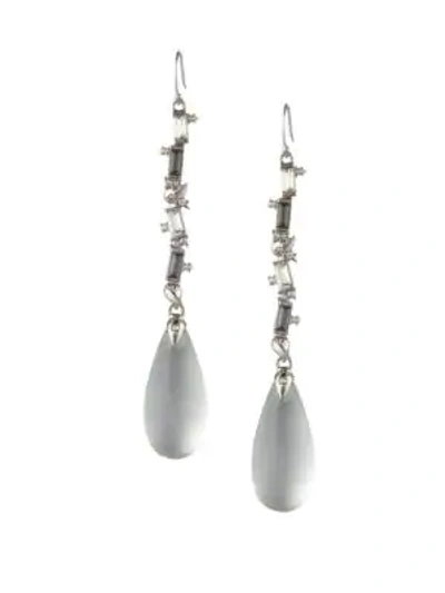 Alexis Bittar Swarovski Crystal Baguette Linear Drop Wire Earrings In Grey