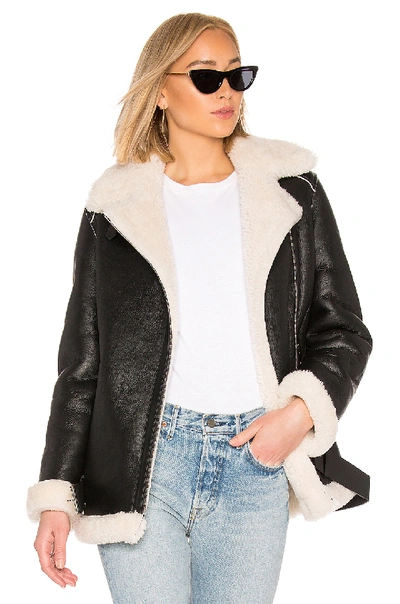 Lth Jkt Ema Shearling Aviator Jacket In Black