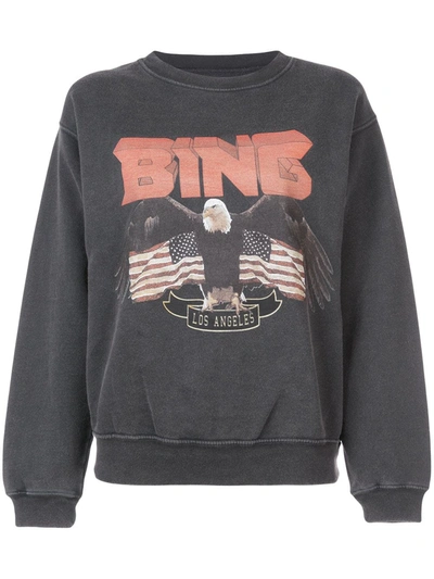 Anine Bing Vintage Bing Printed Cotton Sweatshirt In Black