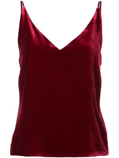 L Agence Gabriella Velvet Camisole Tank In Red