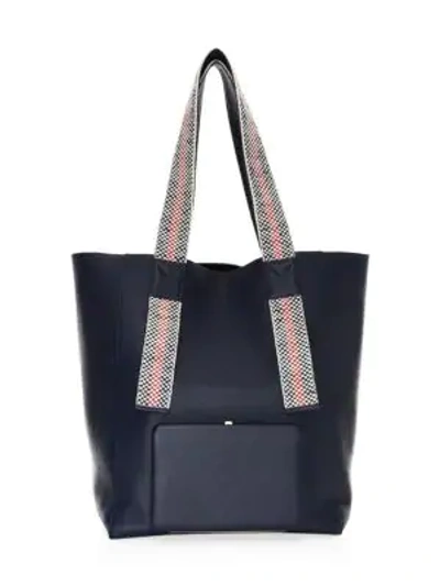 Lutz Morris Handwoven-handle Leather Tote In Navy