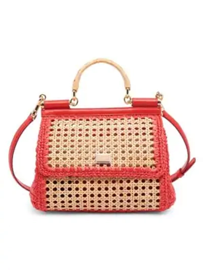 Dolce & Gabbana Medium Wicker Sicily Tote In Tan