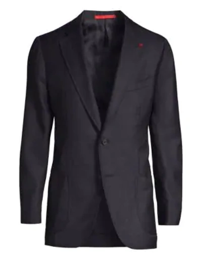 Isaia Solid Cashmere-blend Sport Coat In Navy