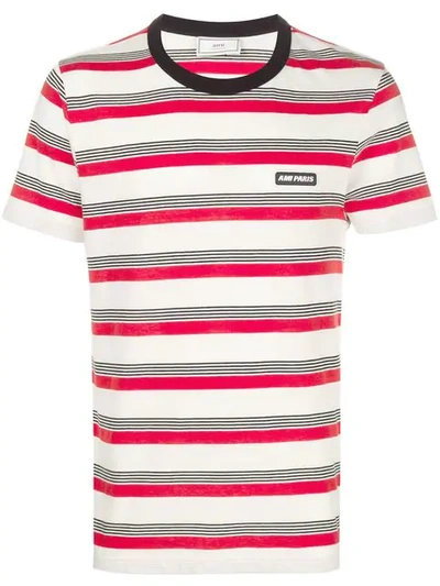 Ami Alexandre Mattiussi Ami Paris Patch T-shirt In 154 Off White Red