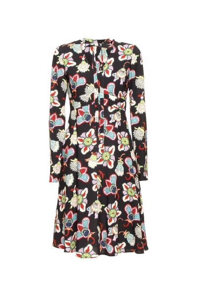 Valentino Floral Printed Long Sleeve Dress In Multi