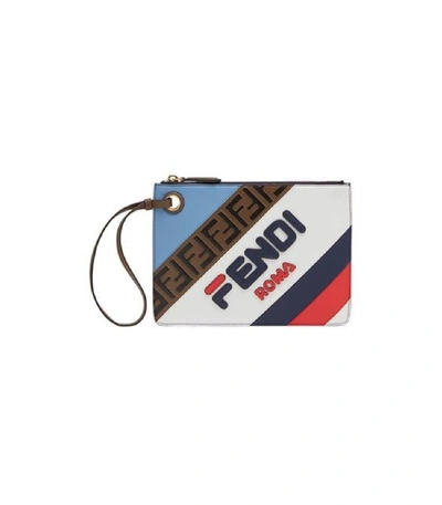 Fendi Mania Small Triplette Clutch - Blue In White Multi