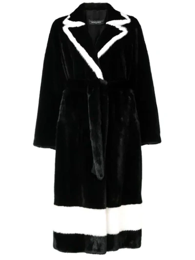 Simonetta Ravizza Contrasting Trim Long Coat - Black