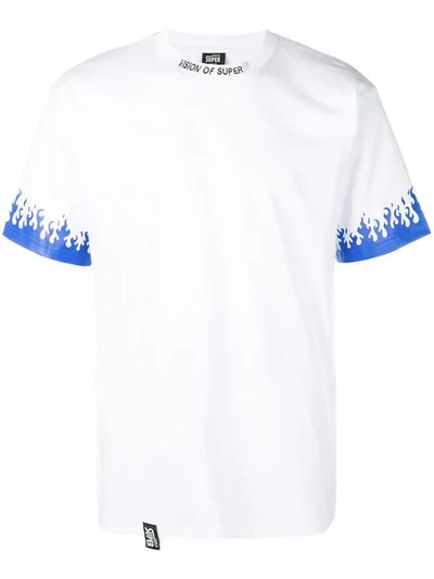 Vision Of Super Flame Print Logo T-shirt In White