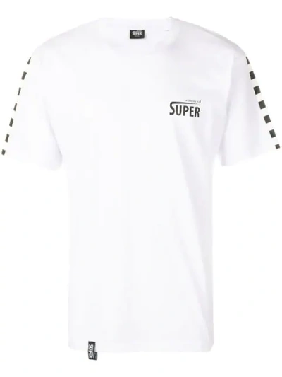 Vision Of Super Checkered Sleeve Logo T-shirt In White
