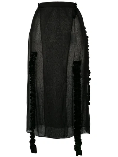 Parlor Midi Sheer Skirt In Black