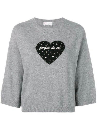 Red Valentino Forget Me Not Heart Jumper - Grey In 080