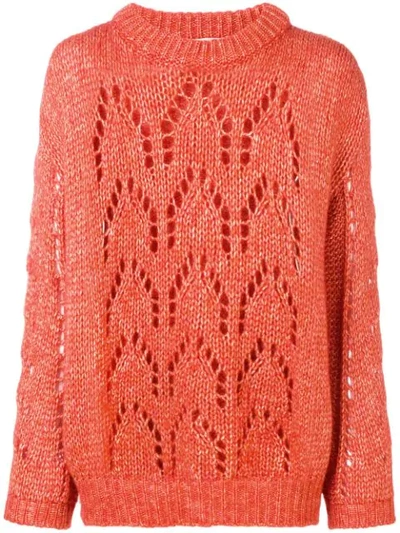 Chiara Bertani Open Knit Sweater - Orange