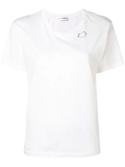 Saint Laurent Sl Heart Print T-shirt In White