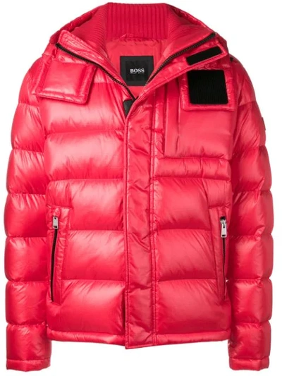 Hugo Boss Boss  Hooded Puffer Jacket - Red