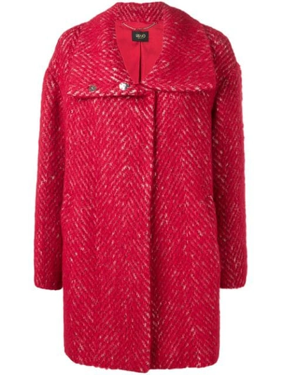 Liu •jo Short Cocoon Coat In Red