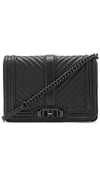 Rebecca Minkoff Chevron Quilted Shoulder Bag In Black Leather