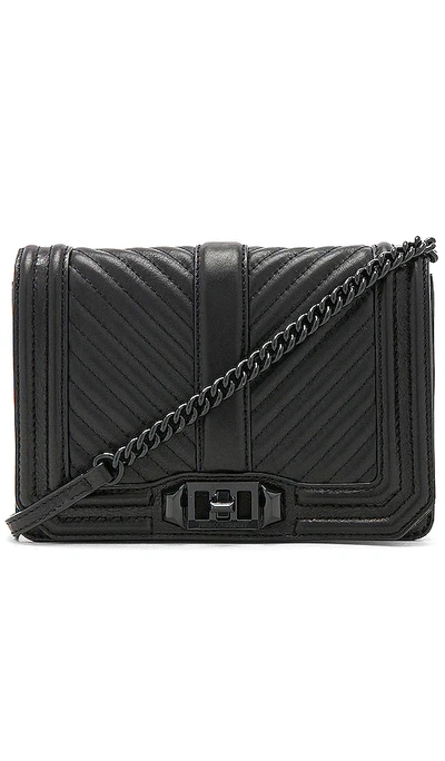 Rebecca Minkoff Chevron Quilted Shoulder Bag In Black Leather