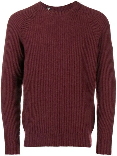 Closed Ribbed-knit Crewneck Jumper - Pink