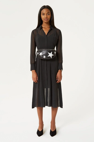 Rebecca Minkoff Kimberly Dot Sheer Sleeve Dress In Black/white