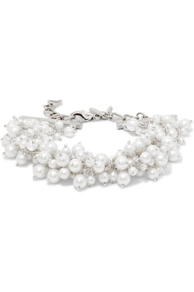 Oscar De La Renta Silver-tone Faux Pearl Bracelet In White