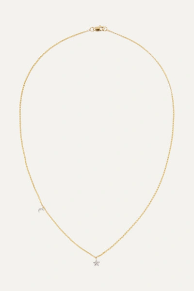 Stone And Strand Moon And Star 14-karat Gold Diamond Necklace