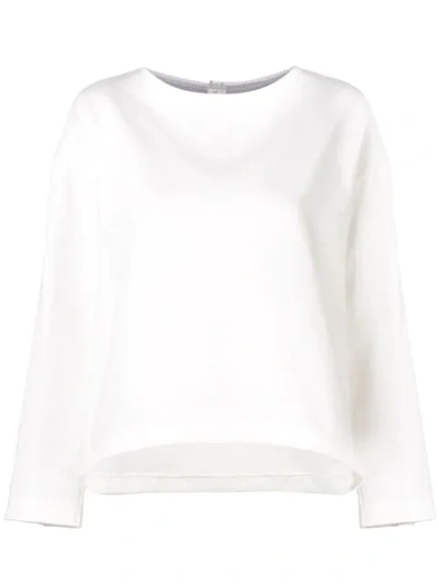 Parlor Ruffled Back Sweatshirt In White