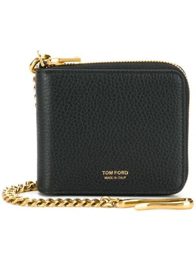 Tom Ford Men's Leather Chain Wallet In Black