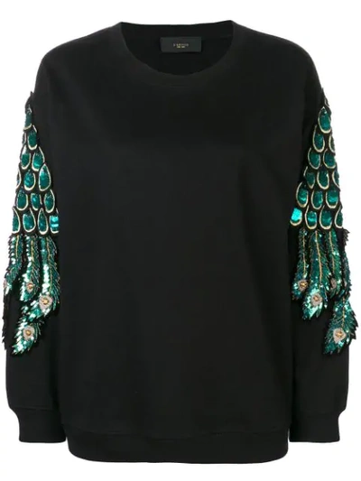 Lédition Sequin Peacock Sweatshirt - Black