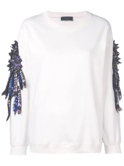Lédition Sequin Shooting Stars Sweatshirt In White