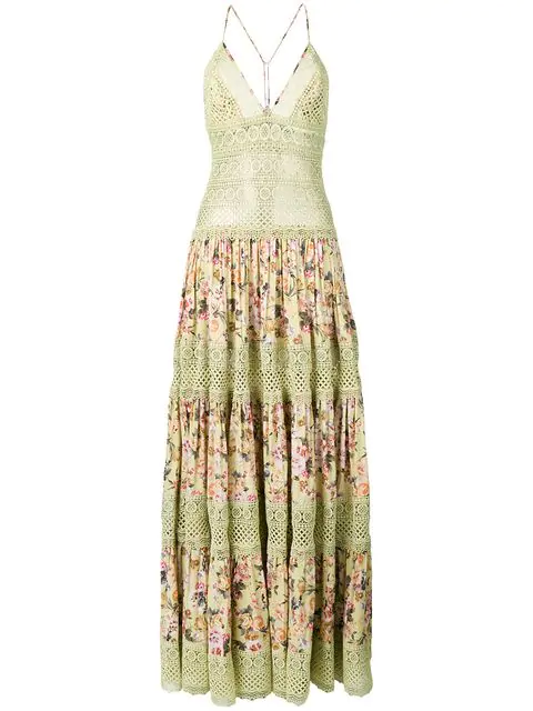 Charo Ruiz Embroidered Details Flower Dress In Green | ModeSens