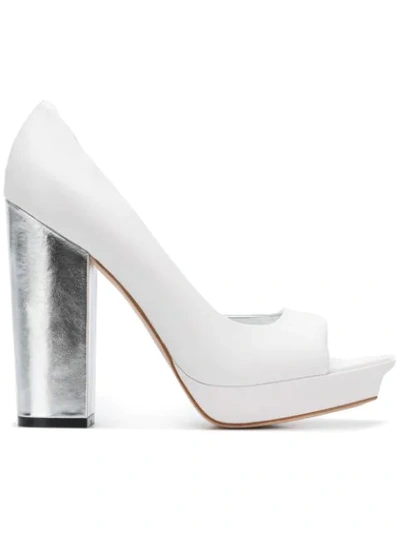 Versus Open Toe Pumps In White