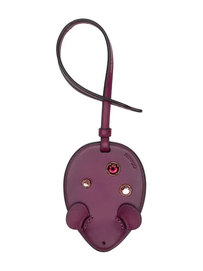 Coach Studded Mouse Keychain In Nv2 Dark Berry