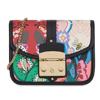 Furla Metropolis Fortuny Mini Crossbody-taschen Multicolor In Black