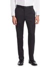 Emporio Armani Navy Wool Trousers In Black